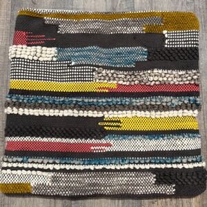 LOLOI Textured Striped Throw Pillow Cover Sham Cotton Wool Blend Boho Neutral